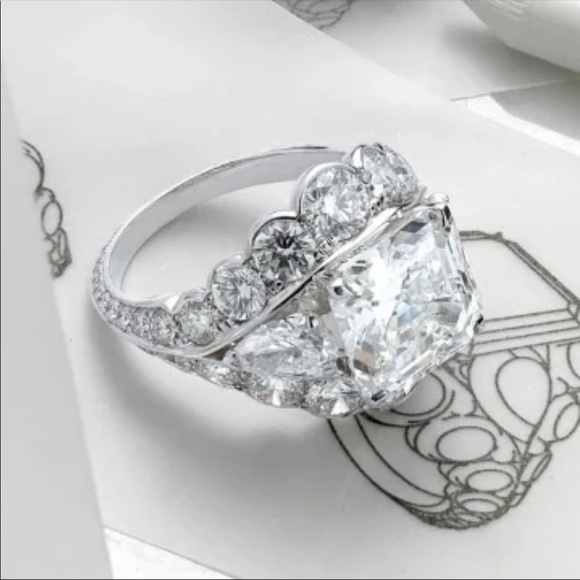 De Luxury 925 Silver Princess Cut Diamond Ring - Picture 2 of 6